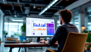 Data Scientist Expert working with AI agents and analytics dashboards, representing future data science trends